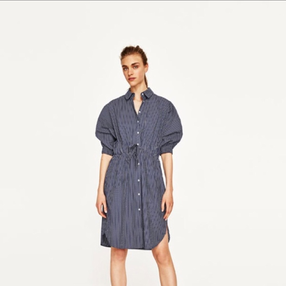Zara Blue & White Shirt Dress